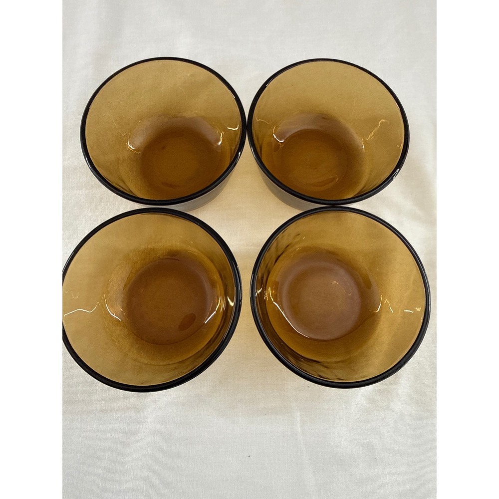 Anchor Hocking Fire King Amber Glass Custard Cups Ramekins 6oz Set of 4 434
